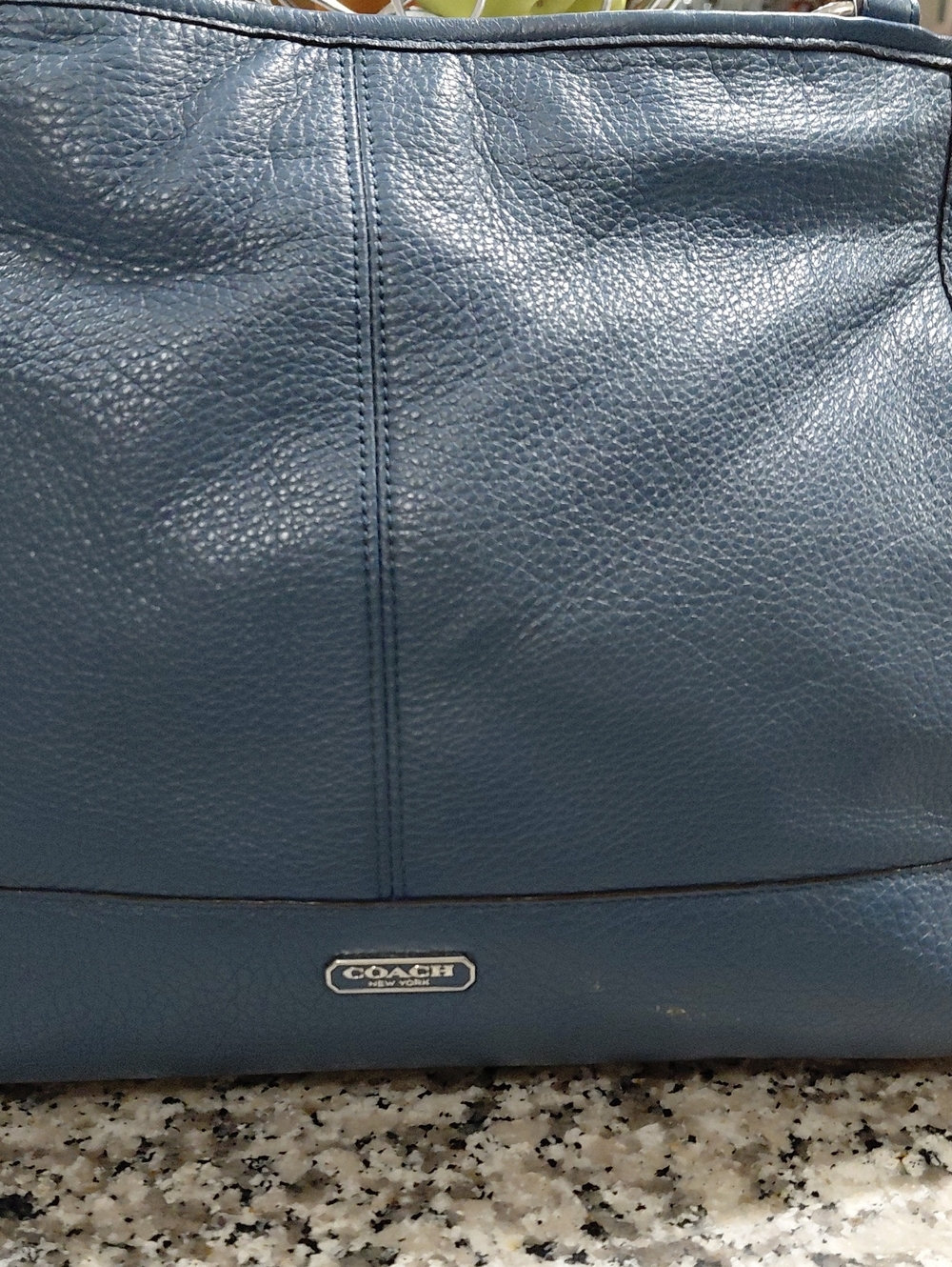 Coach Blue Pebbled Leather Shoulder Tote Little Wear